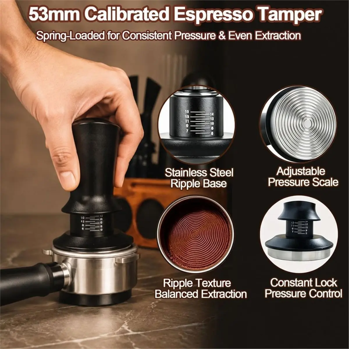 26 PCS Espresso Accessories Kit, 53mm Espresso Tools Kit with Espresso Tamping Station,Distributor,Tamper,WDT Tool