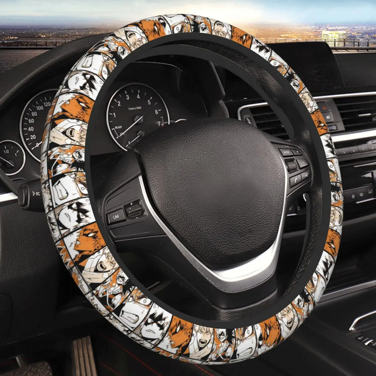 

Bakugo Katsuki,My Hero Academia Thickening Car Steering Wheel Cover 38cm Universal Suitable Women Elastic Steering Wheel Cover