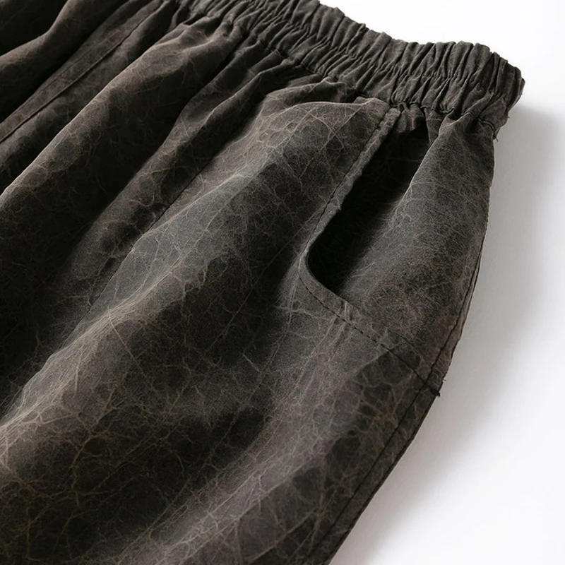 Double Sided 100% Natural Mulberry Silk Turtle Crack Fragrant Cloud Yarn Retro Artistic Elastic Waist Women's Fashionable Pants