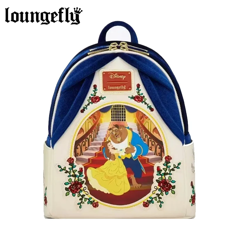 Loungefly Disney La Bella y la Bestia Bolso Mini de Terciopelo con Cierre a Presión