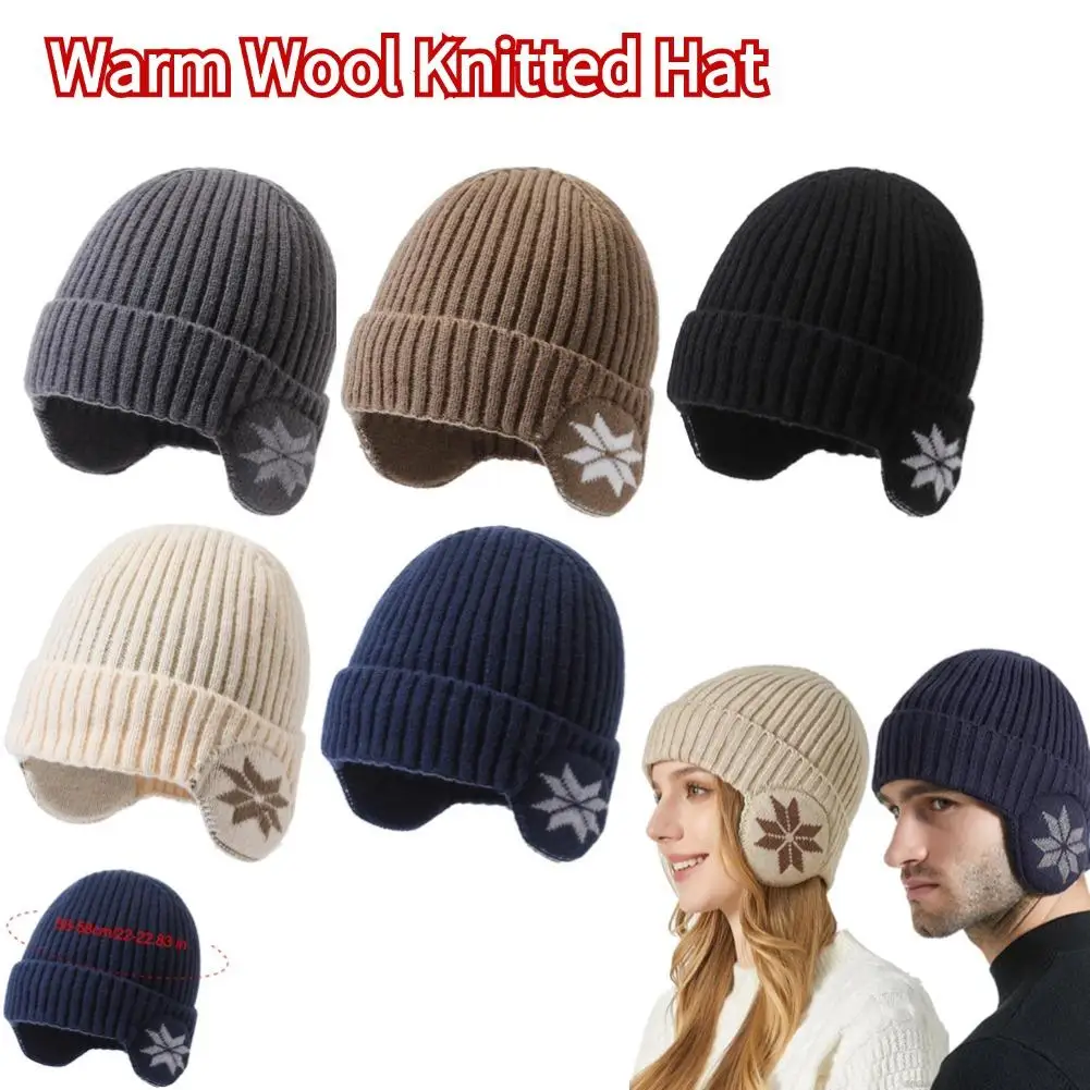 Men Women Winter Warm Plush Knitted Benines Fashion Skullies Hat Unisex New Outdoor Coldproof Ear Protection Wool Caps Keep Warm