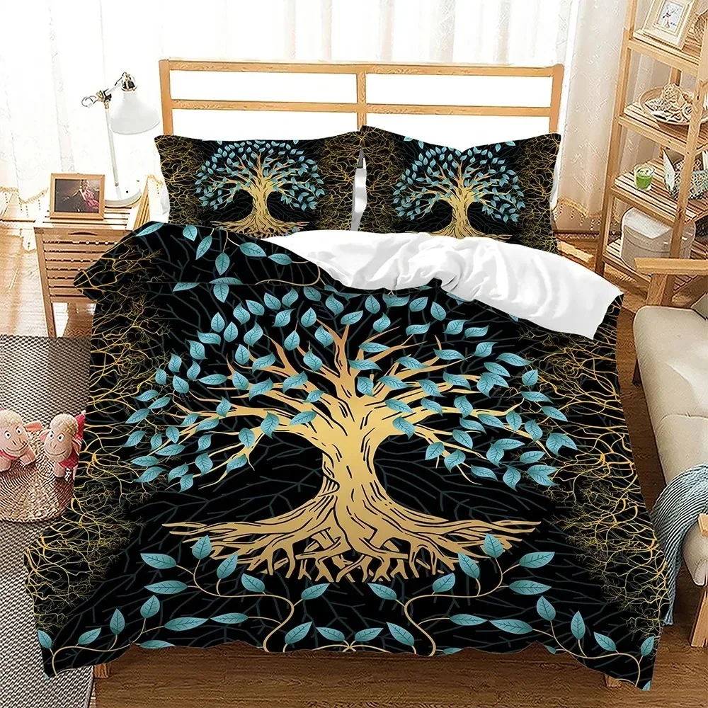 Afbeelding 4: Zwart Goud Klok Boom 3d Beddengoed Set Dekbedovertrek Sets Dekbed Beddengoed Twin Queen King Single Size Room Decor Volwassen Mode