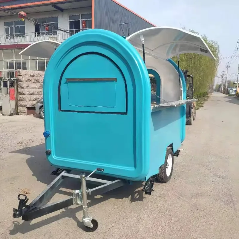 Ice Cream Mobile Street Food Cart Round Trailer Hot Dog Barista Coffee Festive Catering view 2
