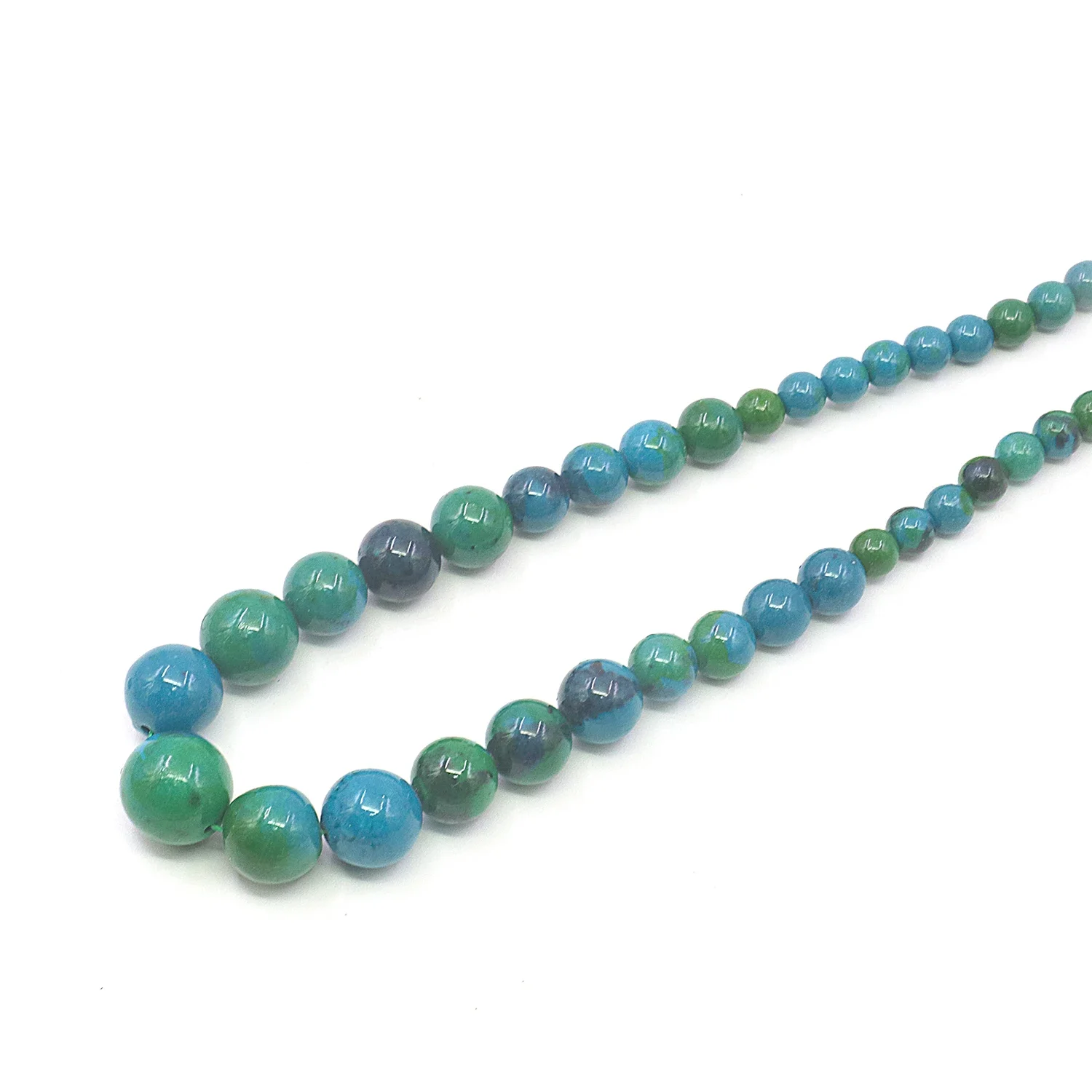 6-14mm Phoenix Stone Turquoised  Necklace, Round Bead Gems Chalcedony,tower Shaped,Jewelry Accessories,5 Cm Extension Chain