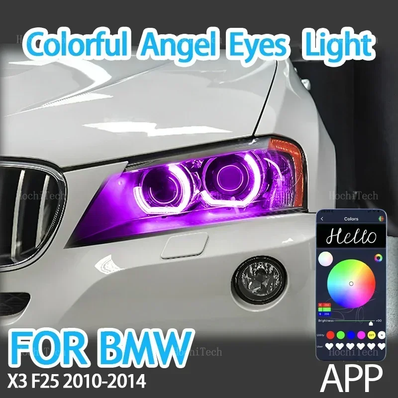 DTM Car-styling Multi-colored RGB App Control LED Rings Light for BMW X3 F25 Xenon Headlight 2010 2011 2012 2013 2014