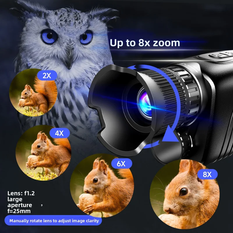 

All black visible infrared night vision device digital day night dual-use monocular outdoor telescope