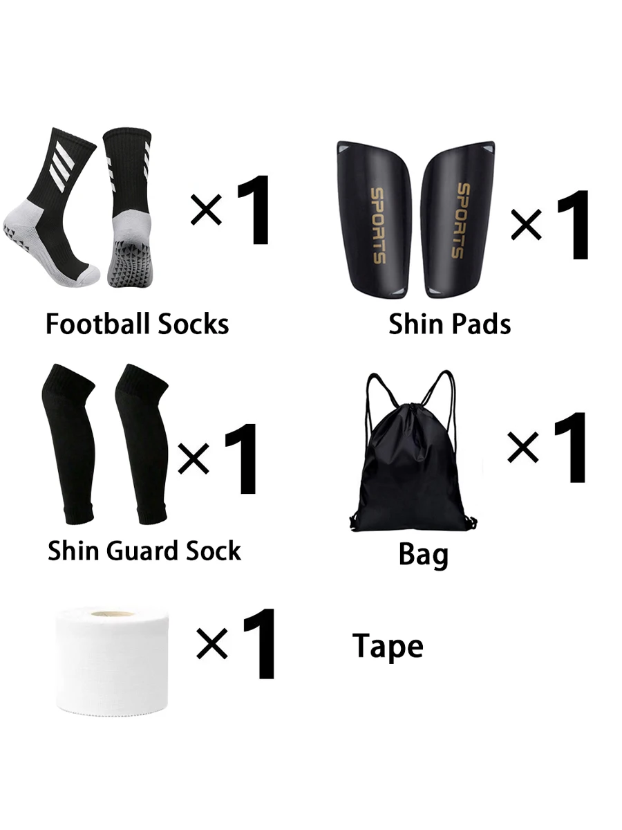 

1 Set Men Women Sports Non-slip Football Socks Sports Tape Elastic Socks Compression Socks Sports Leg Guards Drawstring Ball Bag