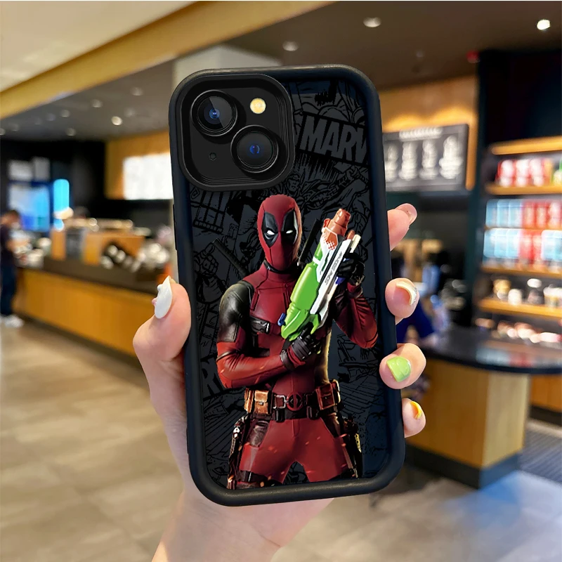 Funda de teléfono de Deadpool de Marvel, carcasa protectora a prueba de golpes para iPhone 16, 15, 14, 13, 12, 11 Pro Max, 16, 15, 14, 8, 7 Plus, X,