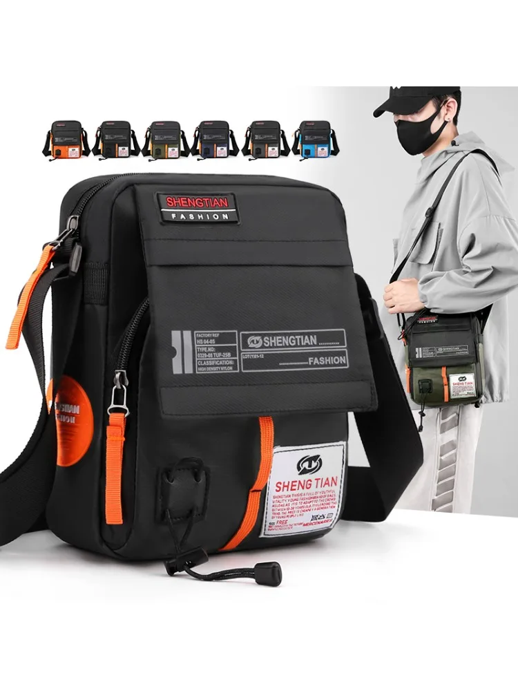 Wodoodporna torba na ramię Oxford dla mężczyzn, antykradzieżowa, listonoszka crossbody z wieloma kieszeniami, etui na telefon, do codziennych dojazdów, podróży, mała, zapinana na zamek. — zdjęcie 2