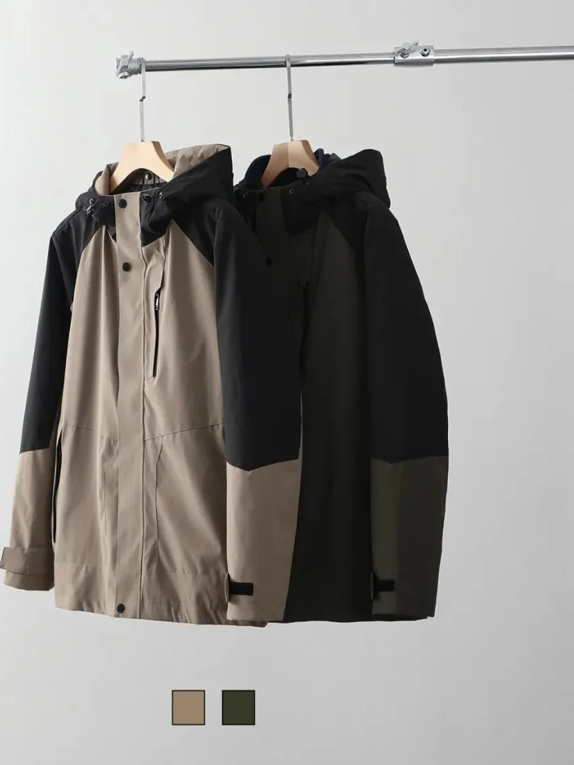 

Утепленная мужская ветрозащитная водонепроницаемая куртка с капюшоном для осени и зимы, повседневная теплая куртка из полиэстера на молнии