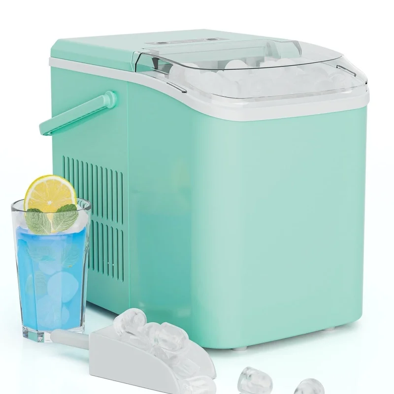 

Portable Ice Maker Machine Self-Cleaning Countertop Machine 9 Bullet Ice Cubes in 6 Mins Compact Design Ice Scoop Basket
