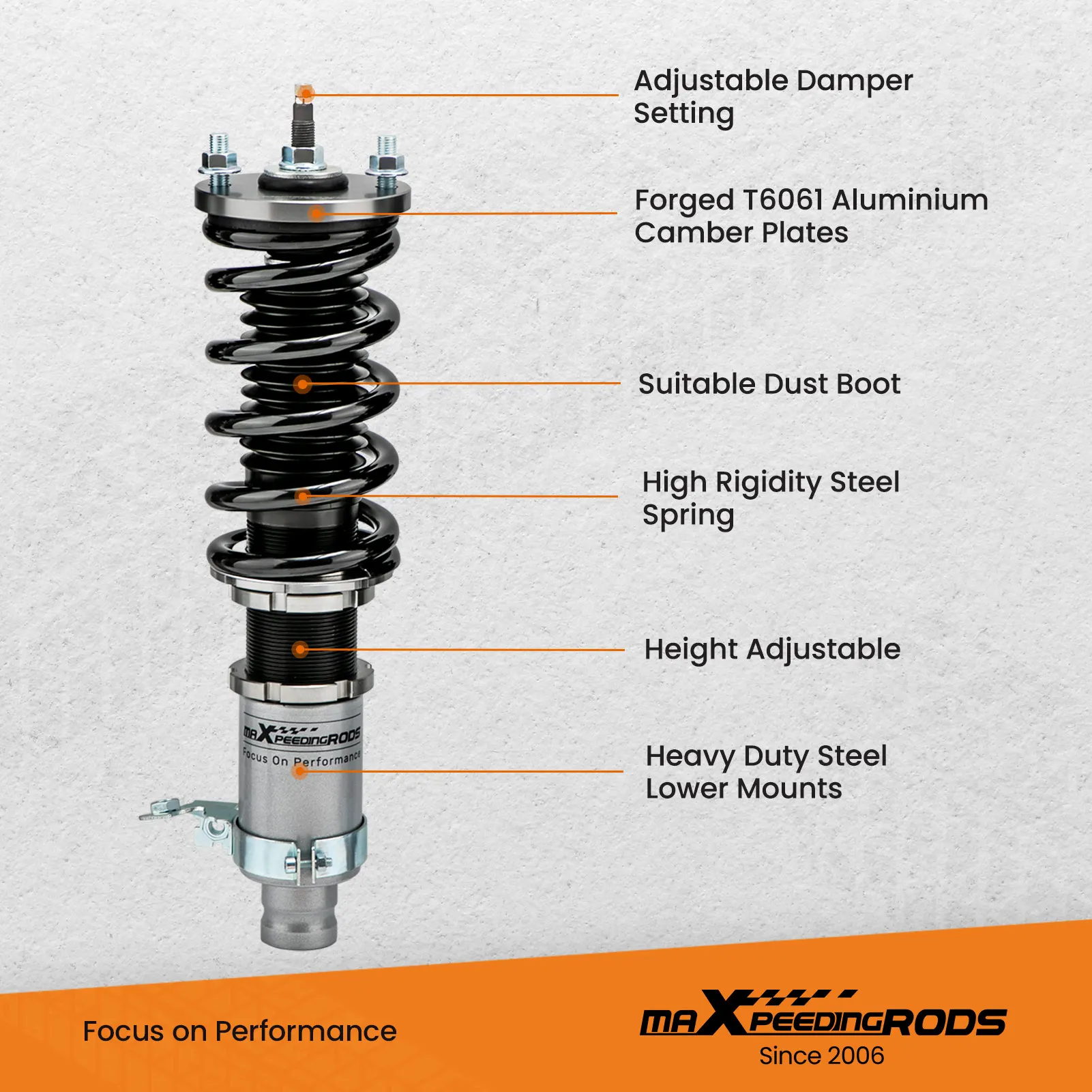 Maxpeedingrods Lowering Performance Coilovers Suspension For Honda Civic EG EH EJ EG3 EG4 EG5 EG6 EG8 EG9 EJ1 EJ2 EJ3 Daily Use view 6