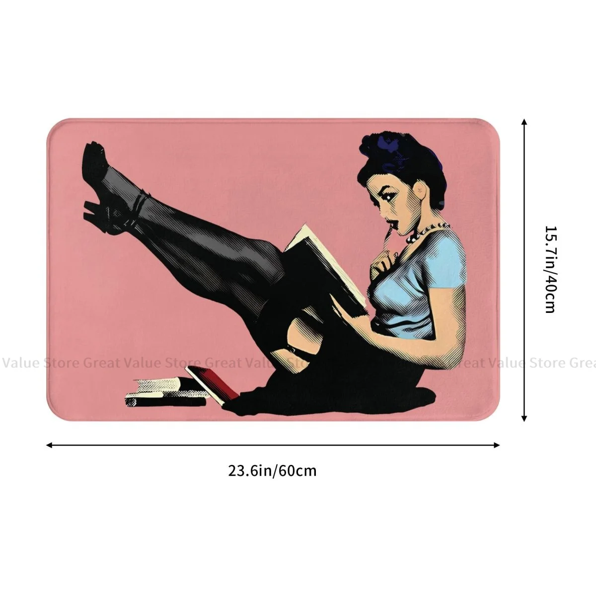 Pin Up Girl Non-slip Doormat Living Room Mat Cute Librarian Hallway Carpet Entrance Door Rug Indoor Decor