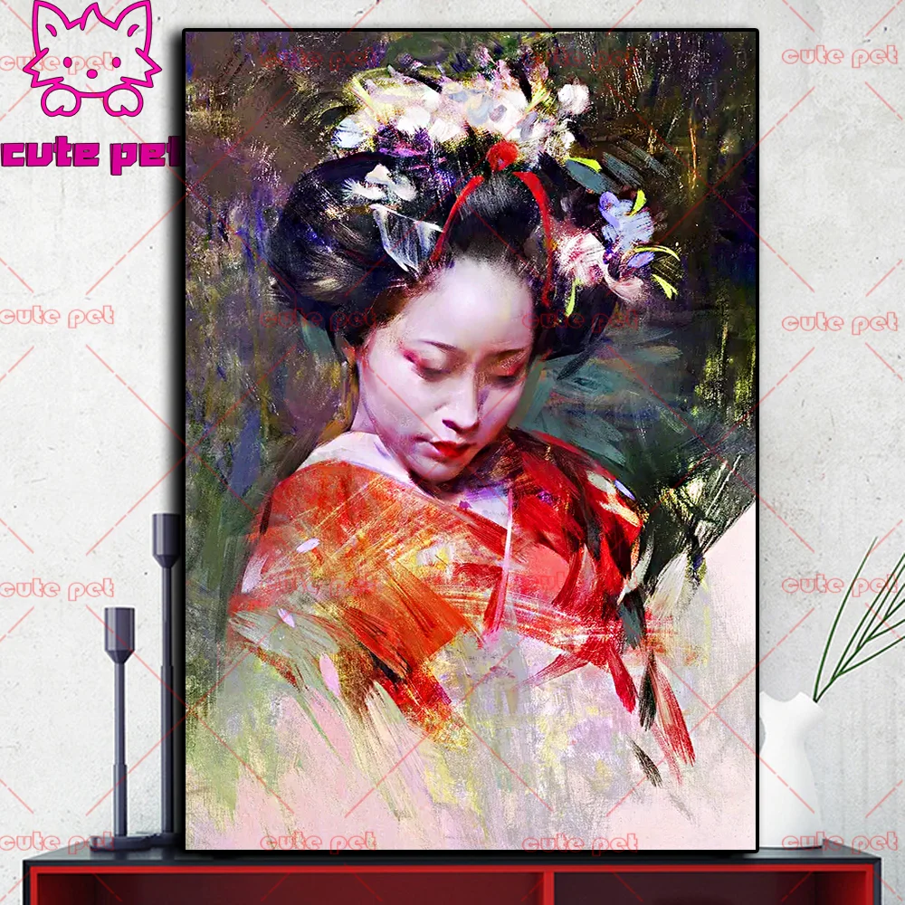 DIY Diamond Painting Japanese Geisha Woman 5D Embroidery Full Square Diamond Cross Stitch Rhinestone Mosaic Home Wall decor Gift