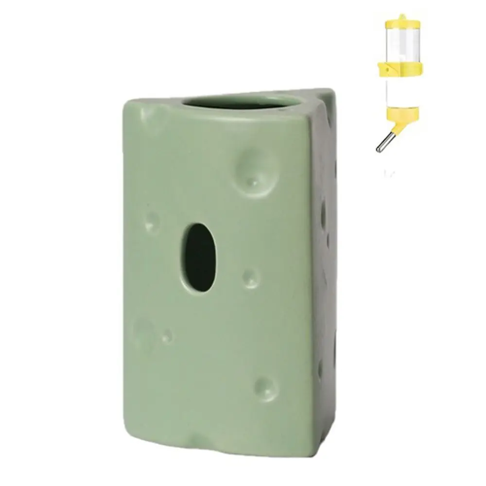 

Creative Hamster Hideout Cheese Shape Decorative Feeding Dish Hiding Hole Ceramics Hut Ceramics Hamster House Cage Accessory
