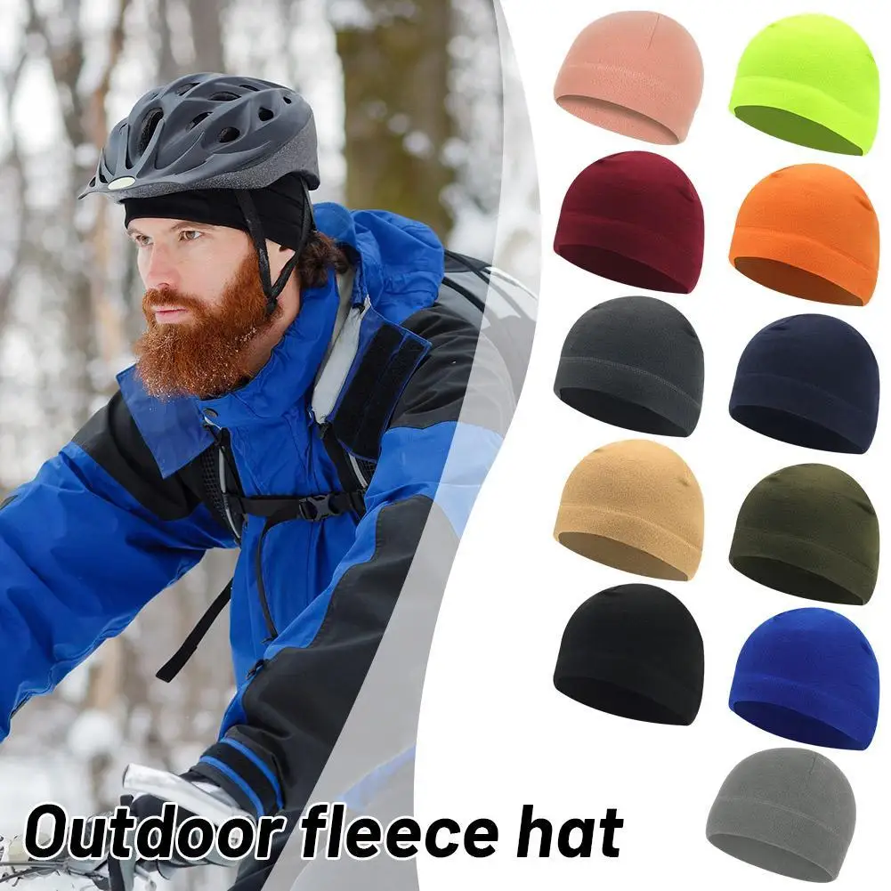 Men Polar Fleece Caps Winter Warm Outdoor Sports Skiing Cycling Cap Hat Windproof Soft Beanie Cap Women Ski Bike Hat Caps