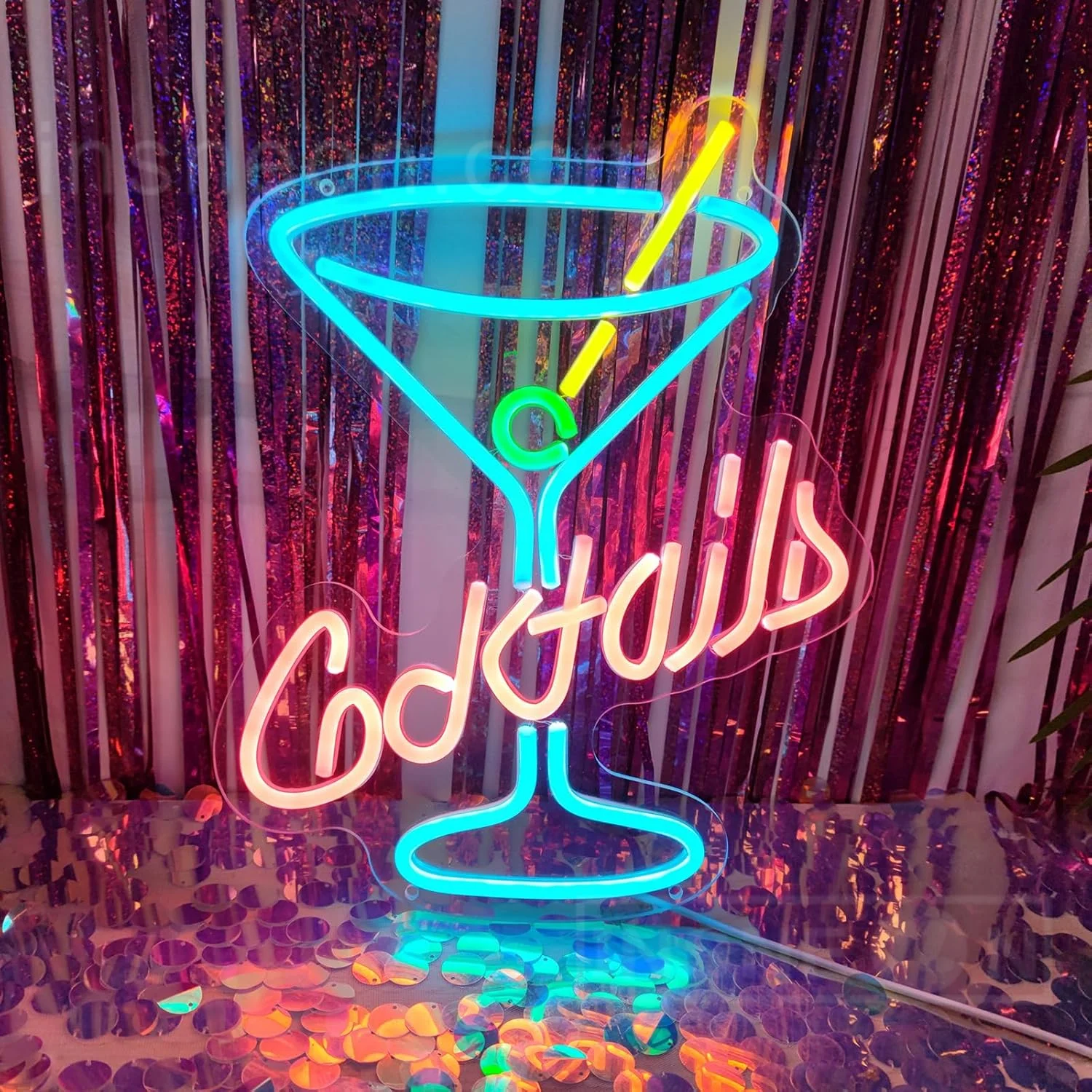 Cocktails Neon Sign for Room Decoration,Neon LED Lights Signs for Bedroom Wall Decor,Home,Wedding,Gaming,Bar,aesthetic,Custom