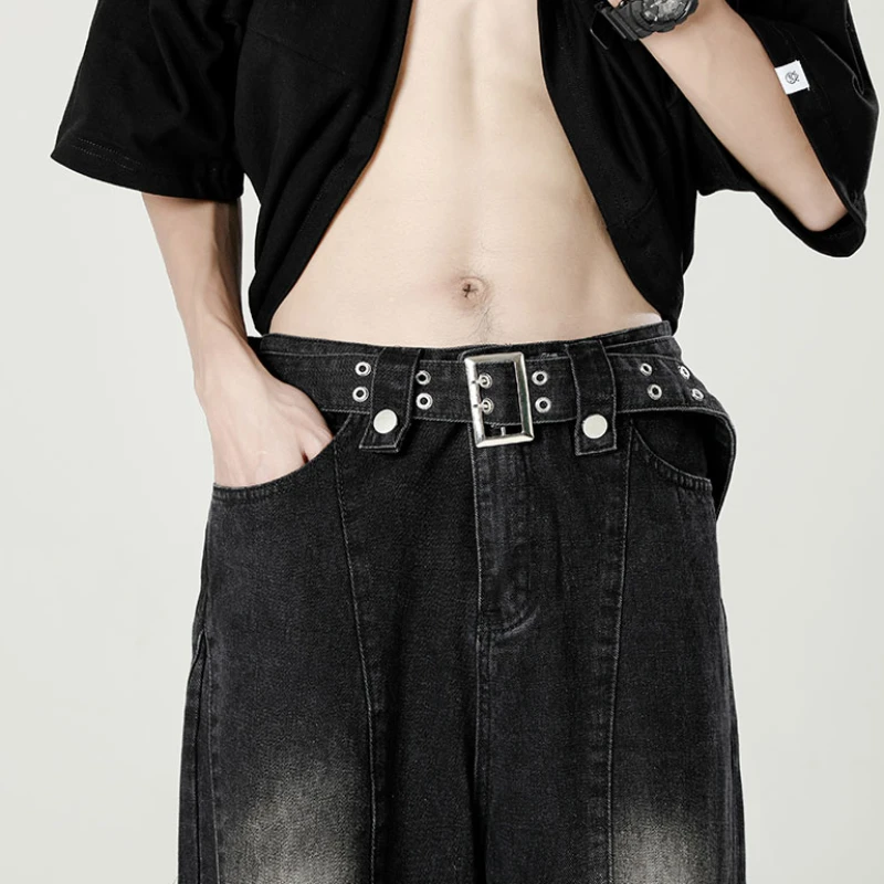Jean Hipster pour hommes, personnalité, Style américain, drapé, pleine longueur, Streetwear avancé, pantalon en Denim Hip Hop, automne