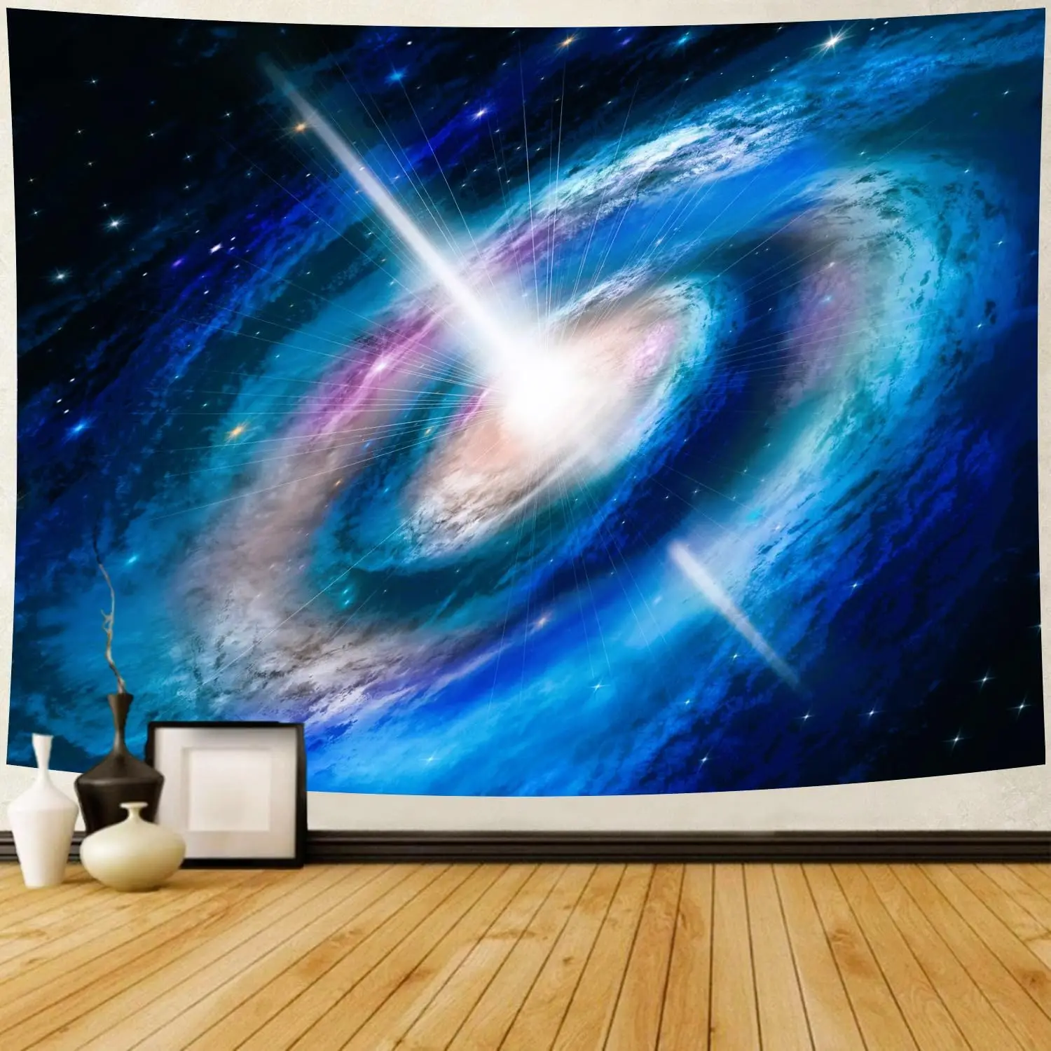 Galaxy Tapestry Spiral Universe Starry Sky Planet Wall Hanging Tapestry Space Cosmic Nebula Psychedelic Headboard for Bedroom