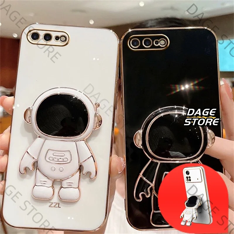 Luxury 6D Astronaut Stand Holder Plating Casing for IPhone 5 5S 6 6S 7 8 Plus 6P 7P 8P XR X Xs Max SE 2020 Silicone Soft Cover