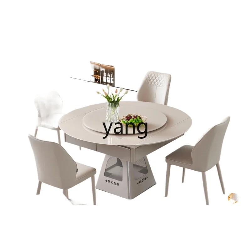 

LH mahjong table and dining table dual-purpose fully automatic household integrated rotating long table becomes round