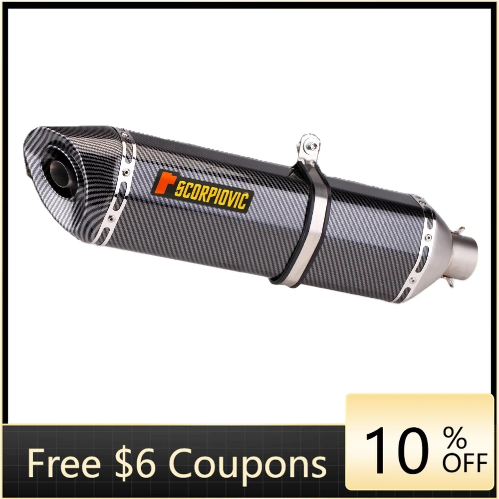 

STLF 36-51mm High Quality Universal Muffler Motorcycle Carbon Fiber Muffler Exhaust Pipe Modified Universal Exhaust Stainless St