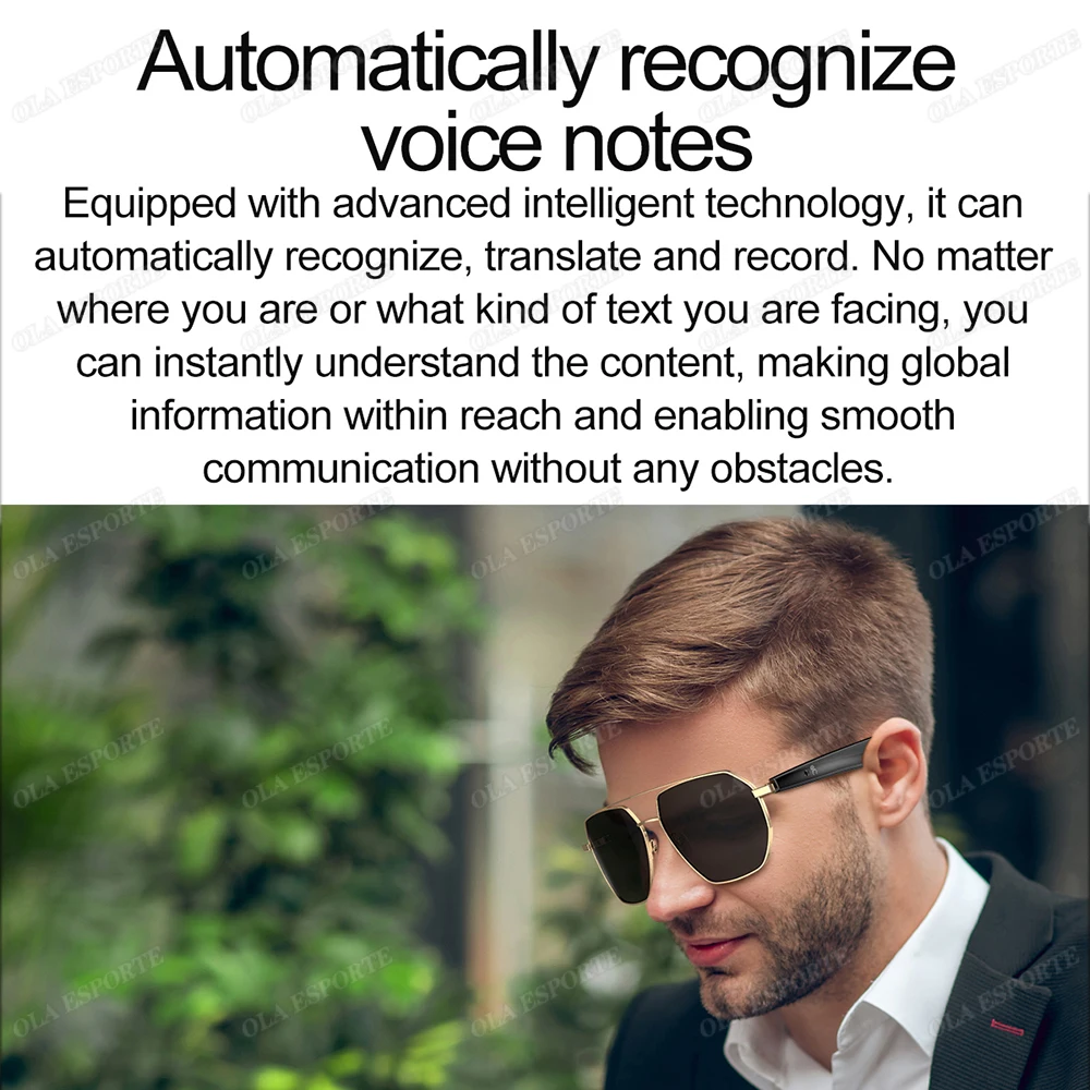Original AI Intelligent Translation Smart Glasses Wireless Driving Glasses Bluetooth Earphone Sport Sunglasses For Xiaomi Pk E13