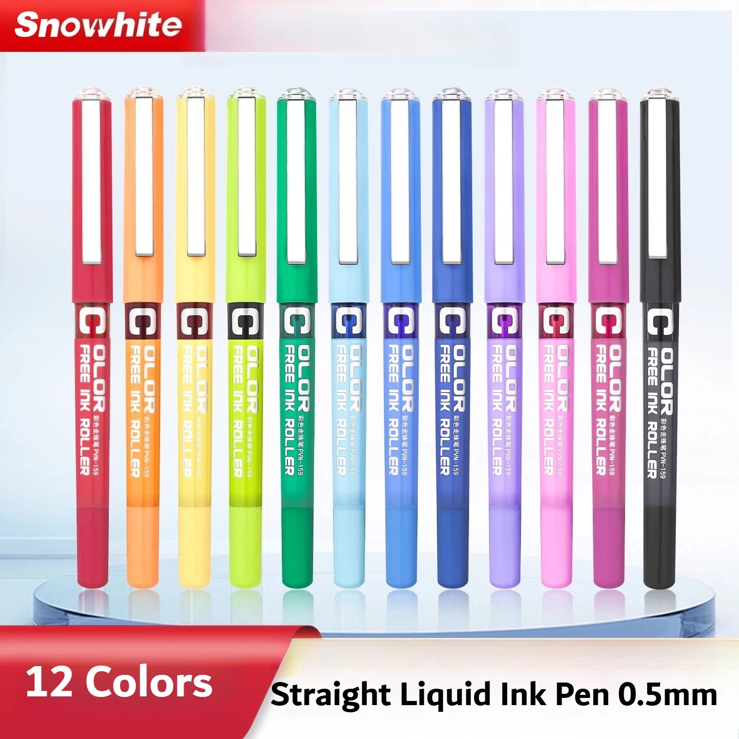 

12 шариковых ручек с цветными чернилами, 0,5 мм, быстросохнущие тонкие ручки, жидкие чернила, гладкое письмо, рисунок, школьные принадлежности