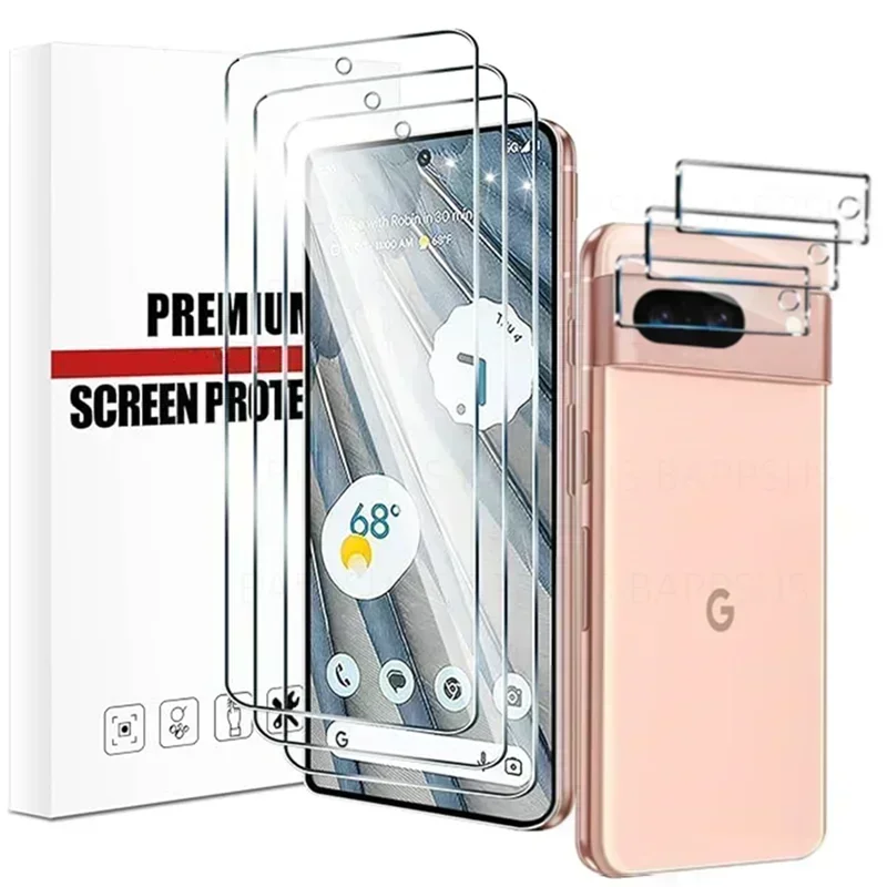 

6in1 Tempered Glass For Google Pixel 8 8Pro 7 7A 6A Screen Protector Lens Camera Cover Film Pixel7 Pixel6A Pixel8 Premium Glass