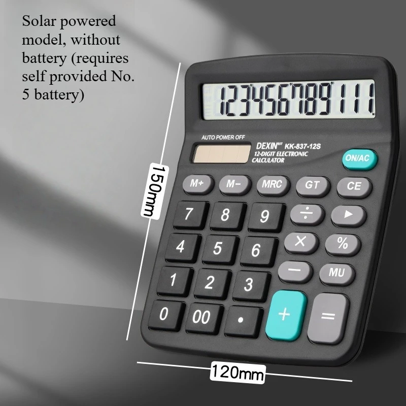 12 Digits Solar & Battery Dual Power Calculator Large LCD Display for Home Office School Finance Accounting Tools Calculator
