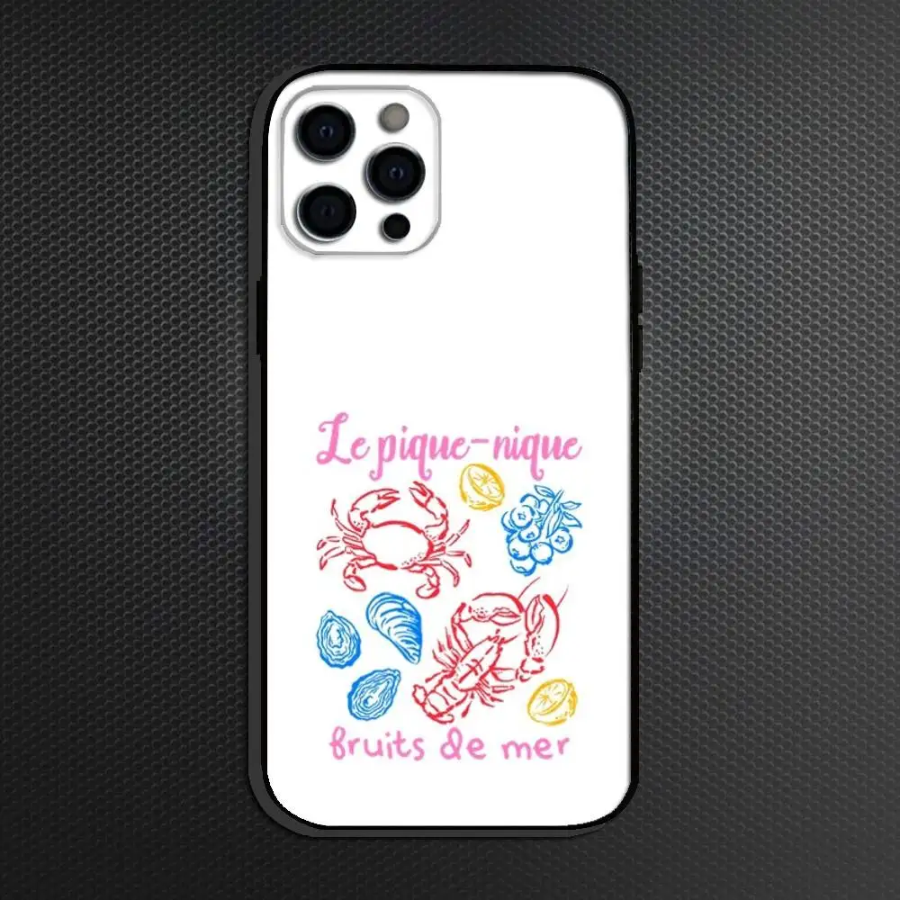 Retro Food Doodles (حافظة هاتف لهاتف iPhone 16,15,14,13,12,11 Plus، Pro Max، أخرى غطاء أسود ناعم