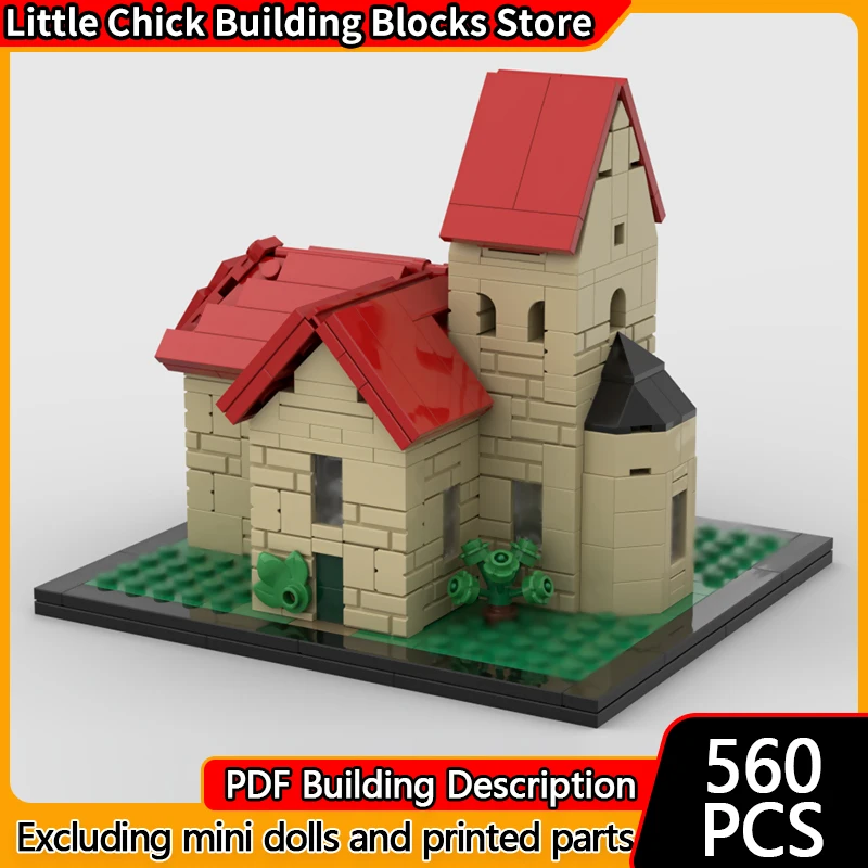 Model Ulicy Miejskiej MOC Klocki Konstrukcyjne Kościół Miasteczko Architektura Modularna Technologia Prezent dla Dzieci Zabawki do Składania Zestaw