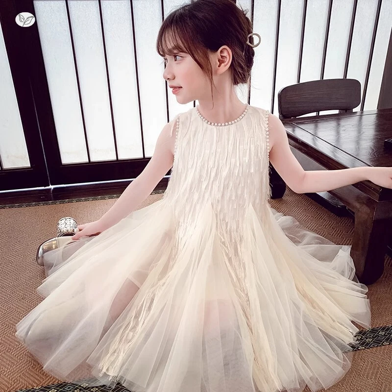 Girls' princess dress summer outfit2026New children's fashion trendy mesh dress for little girls