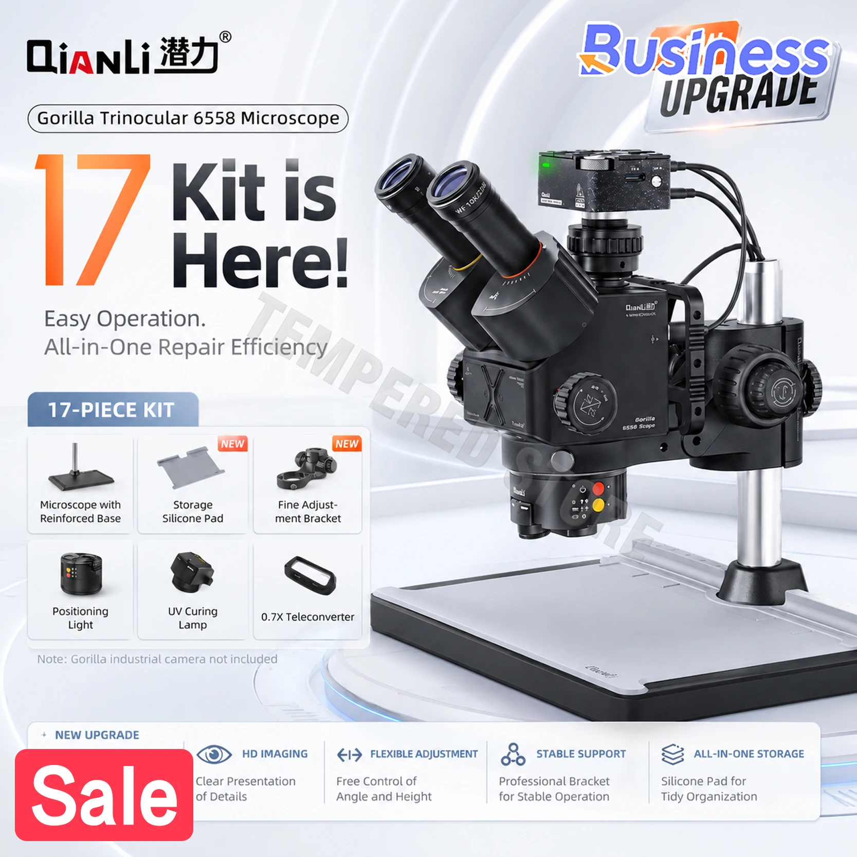New Qianli Gorilla 6558 Trinocular Stereo Microscope 6.5‑58X Zoom