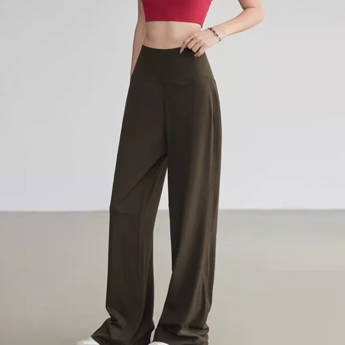 Damen-Sport-Hose mit hoher Taille, lockerem Schnitt und weitem Bein, atmungsaktiv und lässig geschnitten, ideal für Outdoor-Aktivitäten. – Detail 7