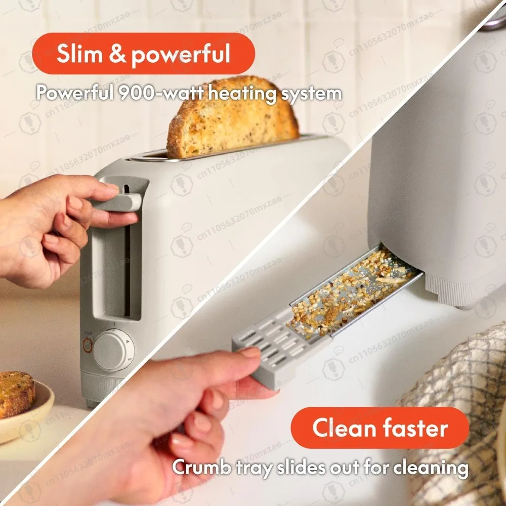 محمصة خبز حديثة مدمجة بشريحتين، فتحات طويلة بطول 10 بوصات مع أزرار إعادة التسخين/الإلغاء و6 إعدادات لأي مطبخ