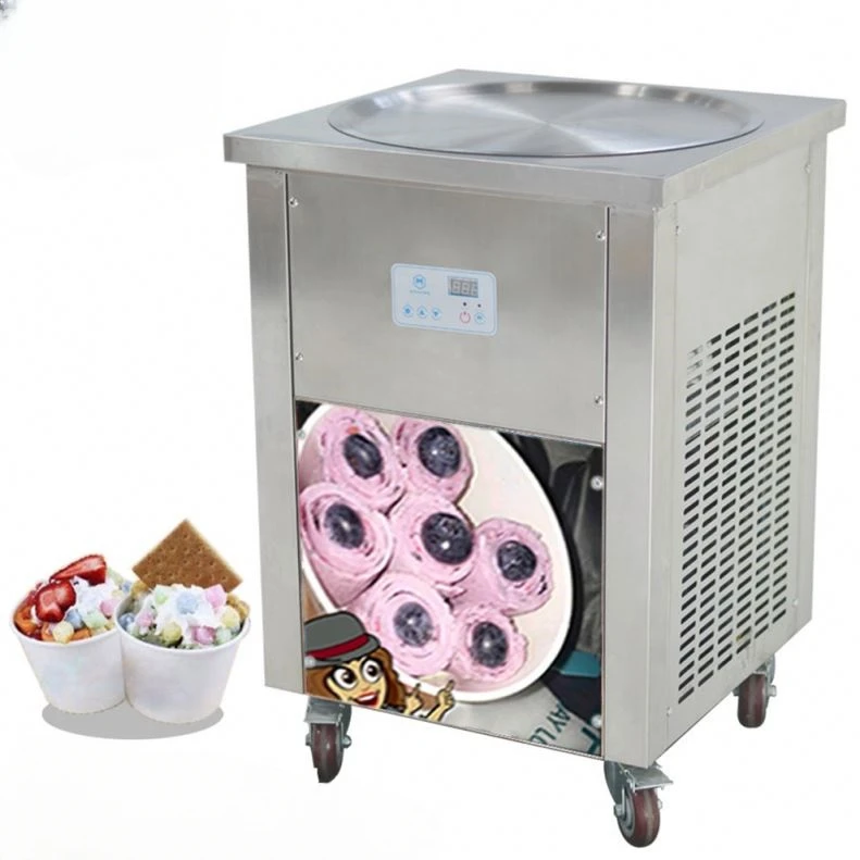 

Certified USA ETL 110V Fried Ice Cram Machine Maker R410 with Big Pan Gold China Supplier in Snack Machine