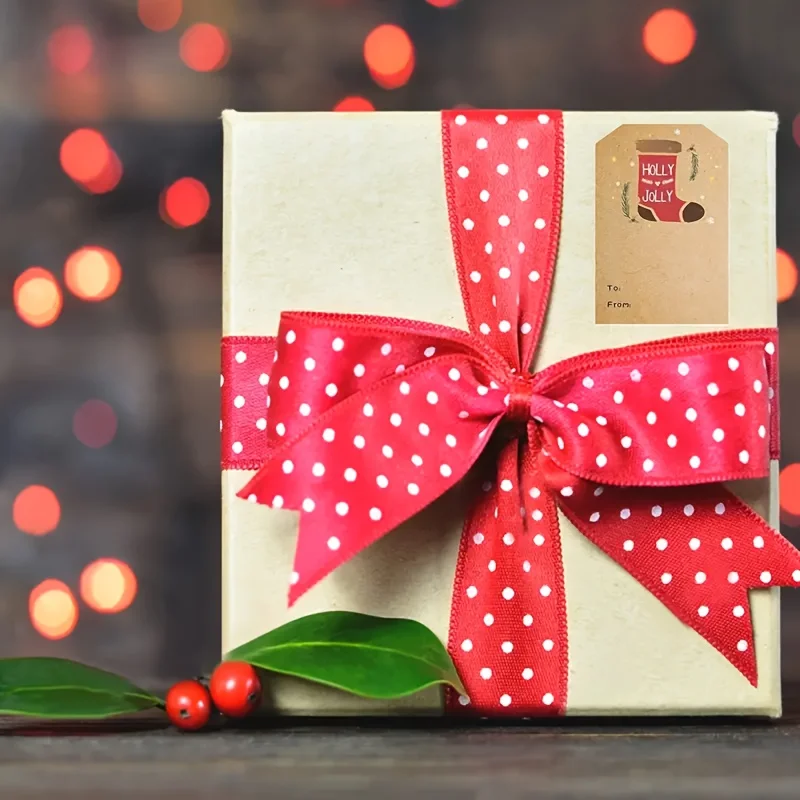 لفة واحدة مكونة من 300 ملصقًا عتيقًا لملصقات عيد الميلاد وتغليف الهدايا