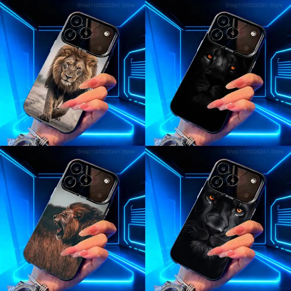 

Animal Cool Lion Phone For iPhone 14,17,13,12,11,16,15,Mini,Pro,SE,XS,MAX,Black Matte Silicone Cover Case