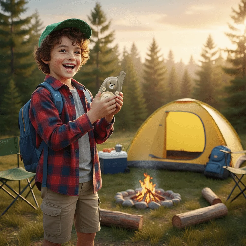 زوج واحد من أجهزة الاتصال اللاسلكية الجميلة على شكل دب طويلة المدى يمكن ارتداؤها على شكل دب كرتوني أجهزة اتصال لاسلكية بنقرة واحدة