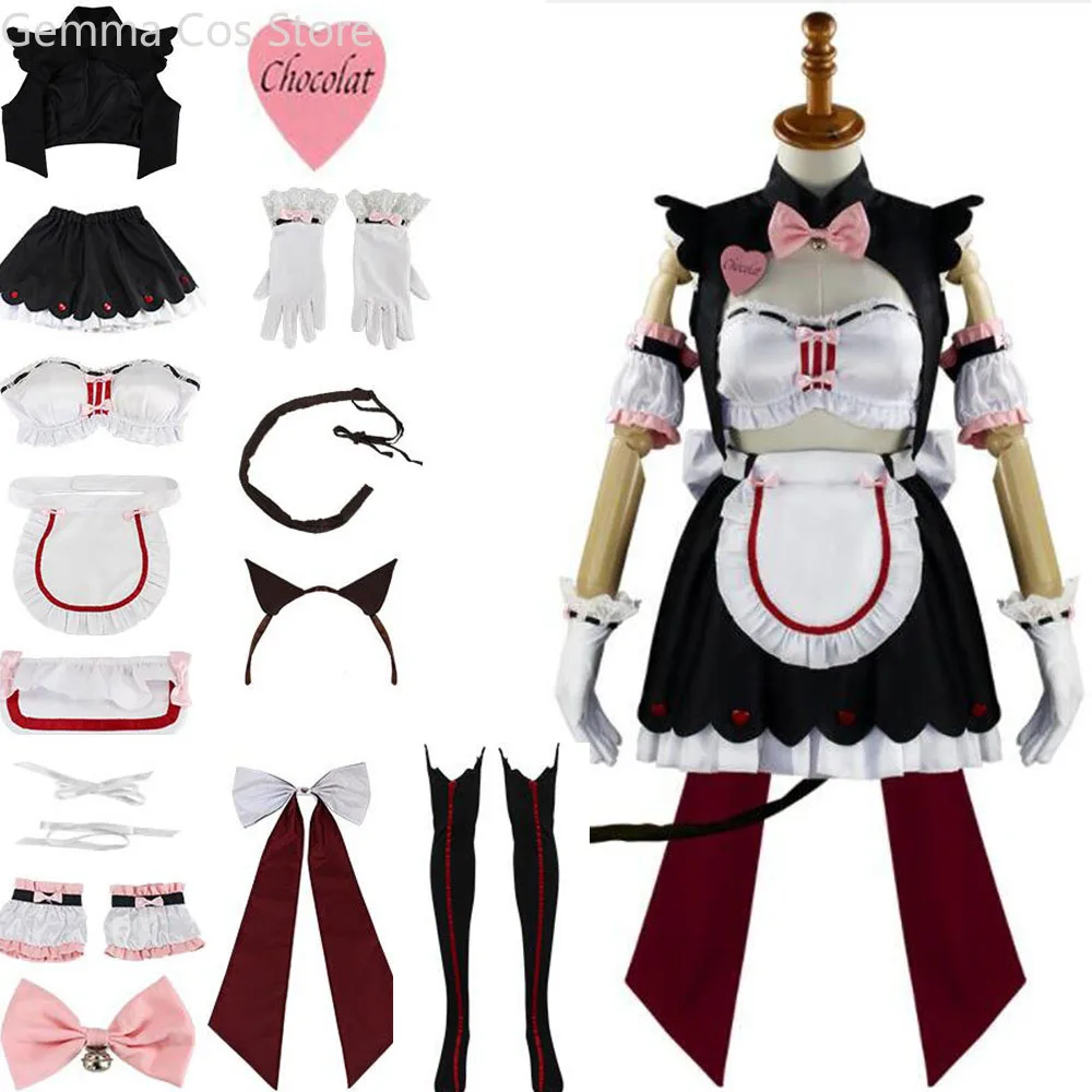 

Game NEKOPARA Cosplay Costumes Chocola Cosplay Costume Maid Outfit Clothes Suits Halloween For Women Black Dresses Full Set Cos