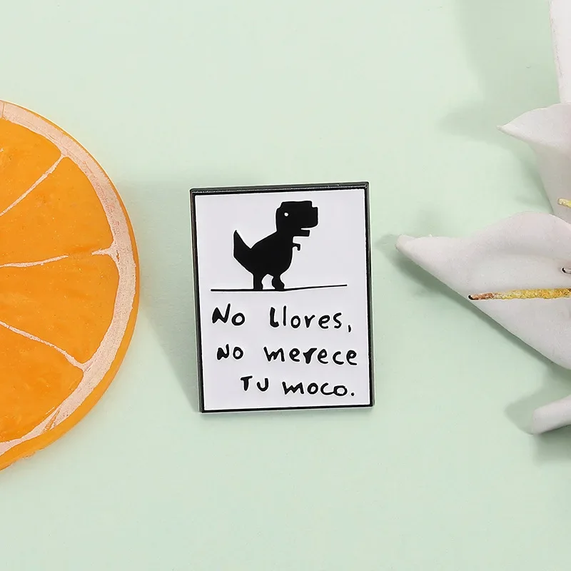 English Small Animals Geometric Pixels Dinosaur Letters Brooch Clothing Accessories Metal Badges Brooches on Clothes Enamel Pin