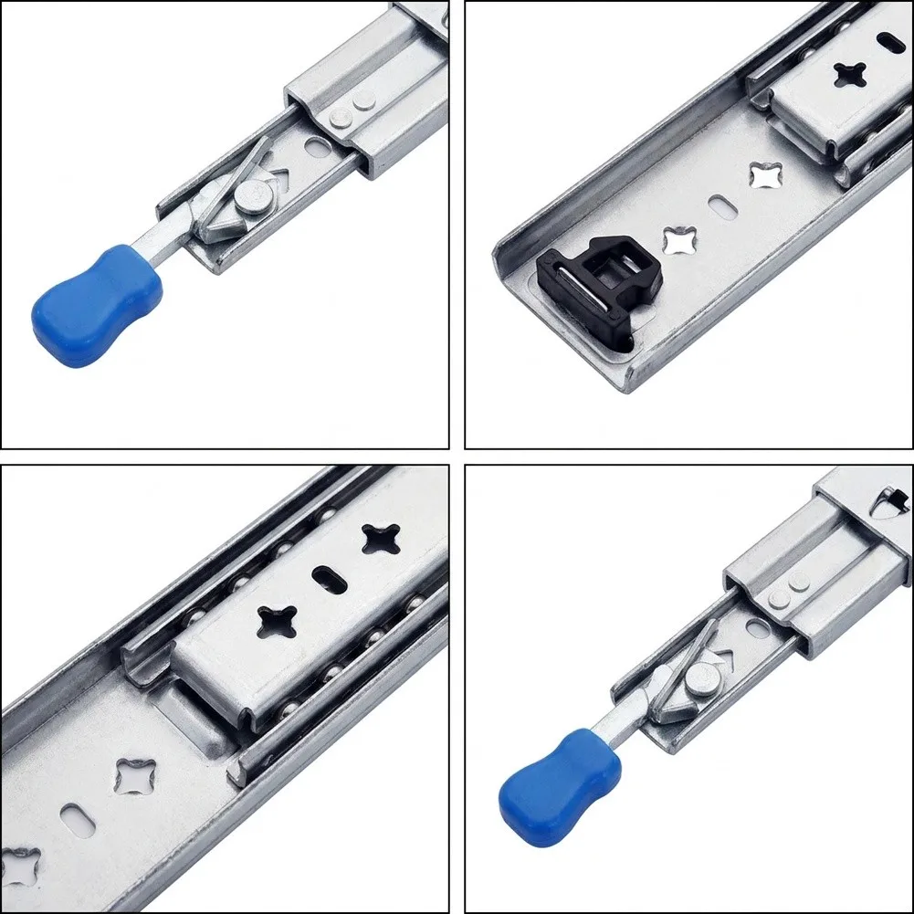 Industrial Grade 53mm Lockable Slide Rails with Buffer for RVs Cabinets and Drawers 10inch to 16inch Adjustable Lengths