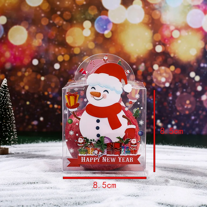 1 pz sacchetto regalo biscotto di natale trasparente caramelle scatole di mele Pvc Trasnparent Apple Packaging Box buon natale Decor per la casa 2023