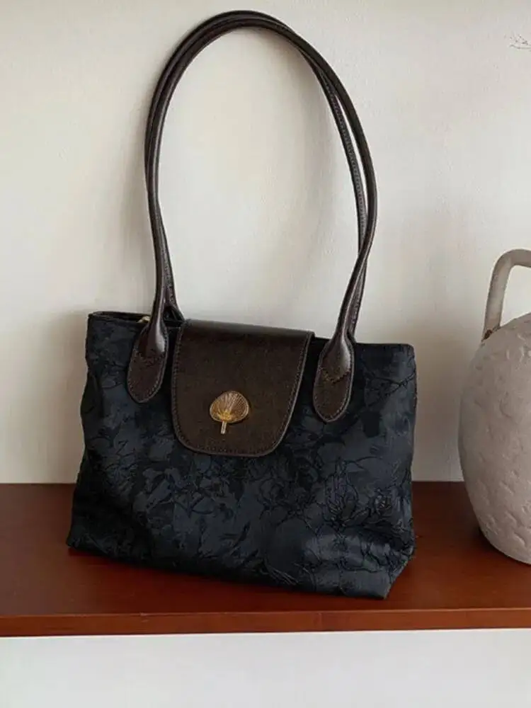 

Bloom Vintage Black Shoulder Bags Purse Women Retro Chinese Style Underarm Bag Female Elegant Red Handbag Bolsos Aesthetic