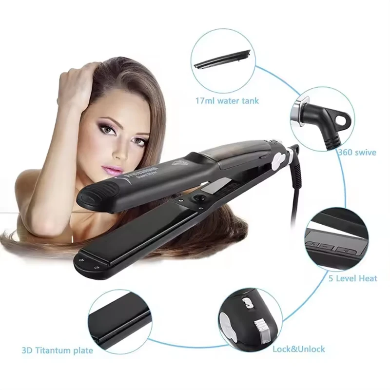 Professional Titanium Ceramic Flat Iron Private Label Custom Hair Straightener Salon Grade Styling Tool For Wholesale view 4