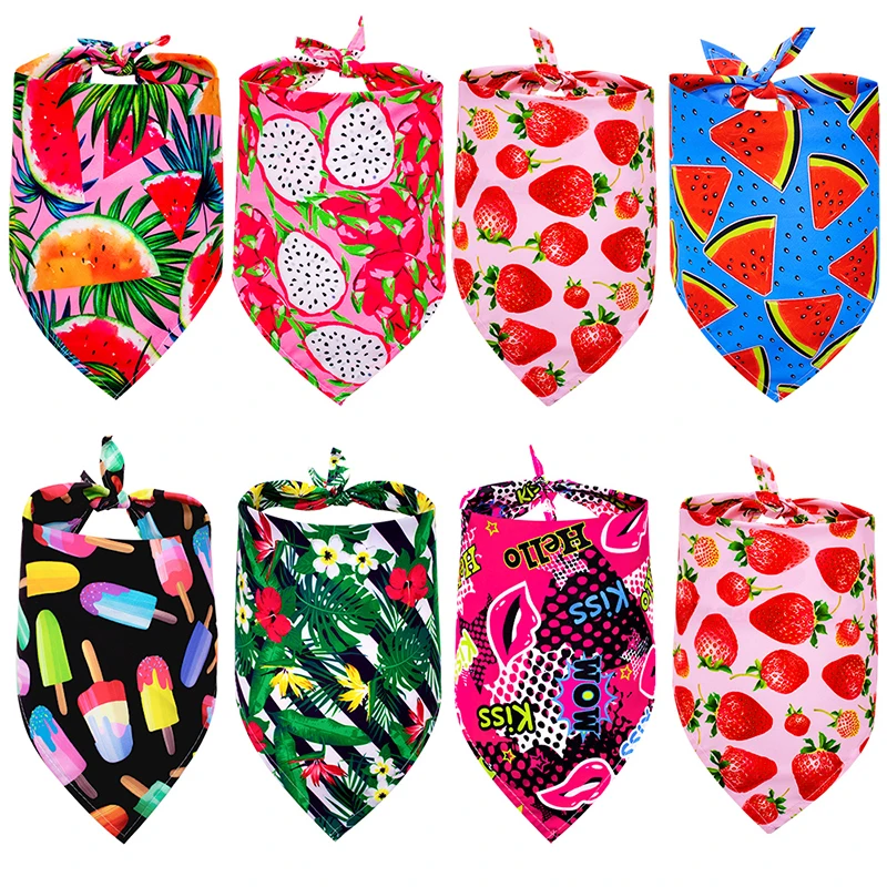 30PS Bulk Summer Bandanas Fruit Dog Bandana Scarf For Dogs Small Dog Puppy Bibs Dog Pet Grooming Accessories For Small Dogs Cats