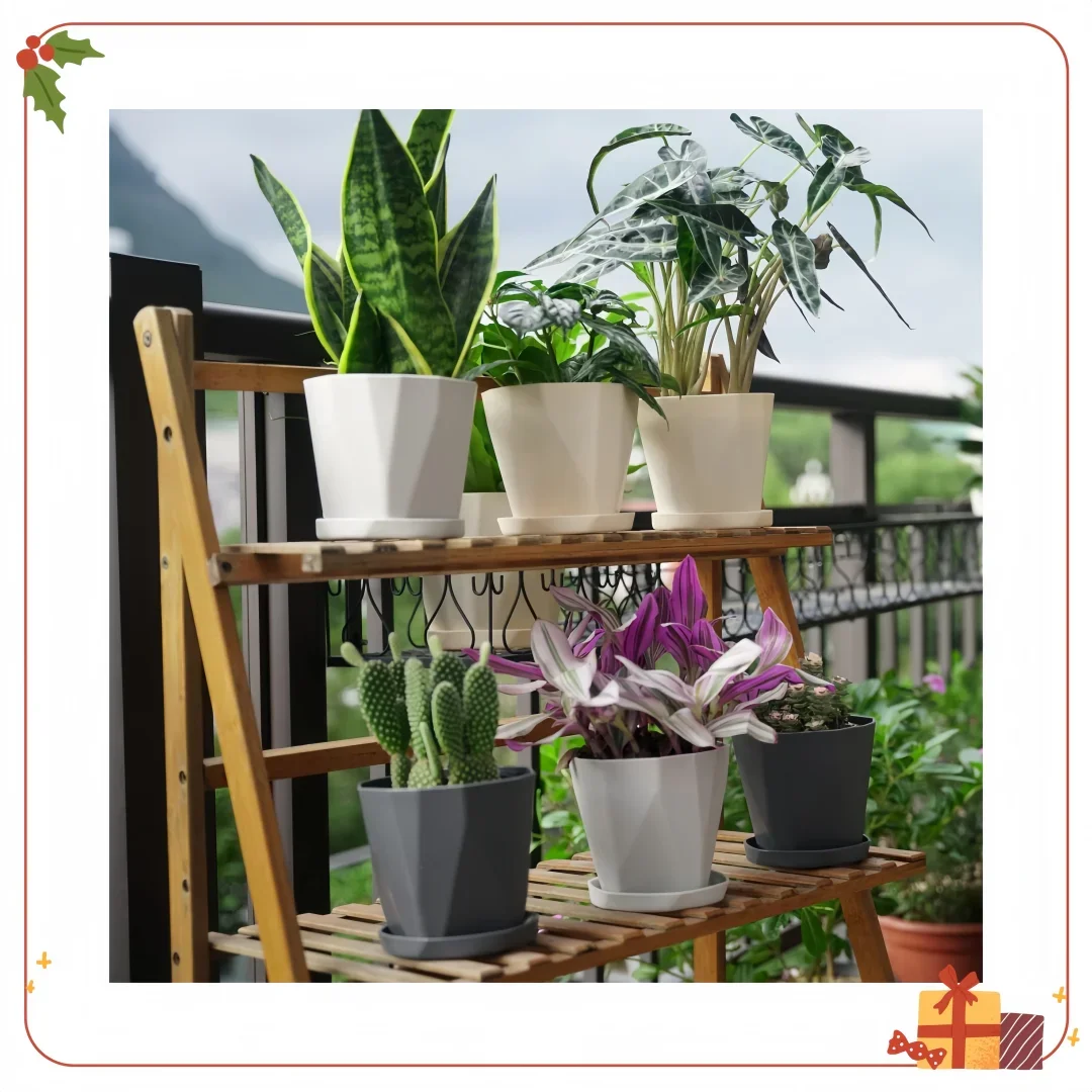 

5 Inch Decorative Plant Pots 6-Pack - with Drainage Hole & Saucer for Succulents, Indoor Outdoor Garden Decor, Gift Idea