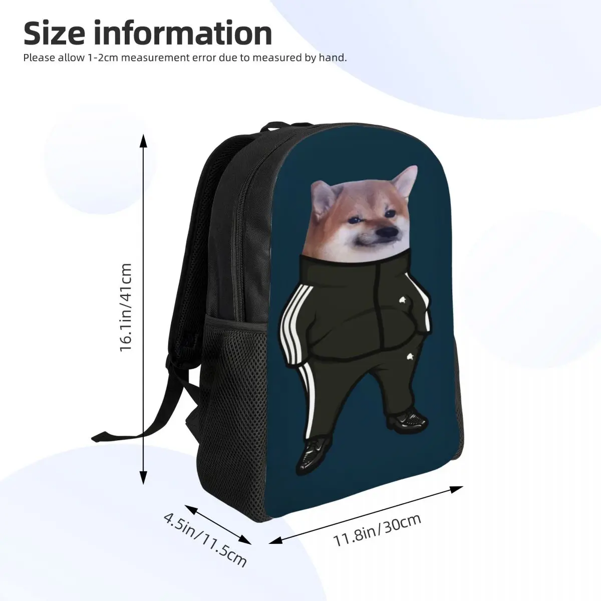 Cheems tas ransel sekolah pria dan wanita, tas punggung pelajar sekolah, tas Laptop 15 inci cocok untuk Shiba Inu Meme