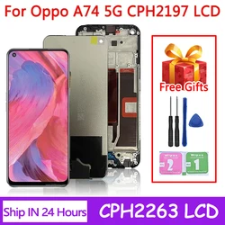 6.5''Test A74 Display Screen For OPPO A74 5G LCD CPH2197 CPH2263 Display With Frame Touch Screen Digitizer Assembly Replacement